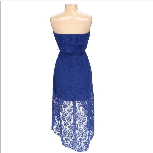 Trixxi Blue Lace Ruffle Top High-low Dress - Picture 2 of 6